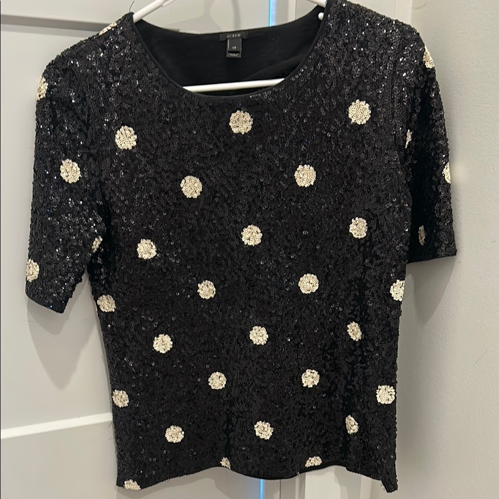 Sequin polkadot top. Perfect for the holidays.